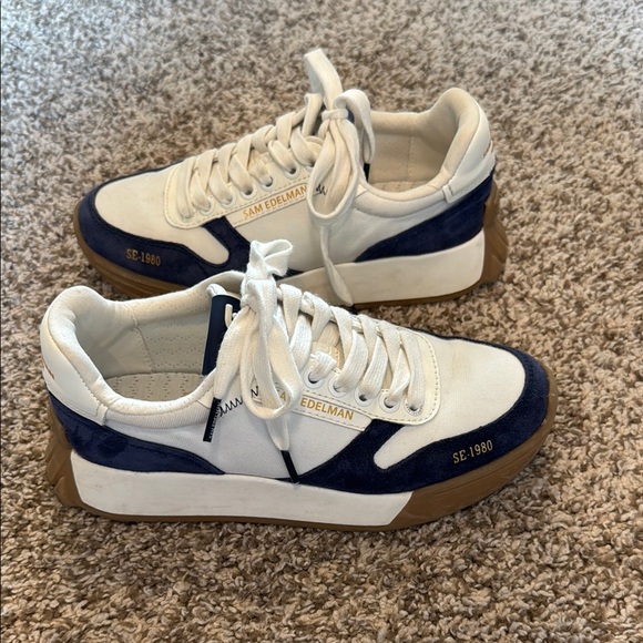 Sam Edelman White and Navy Sneakers - Picture 2 of 4